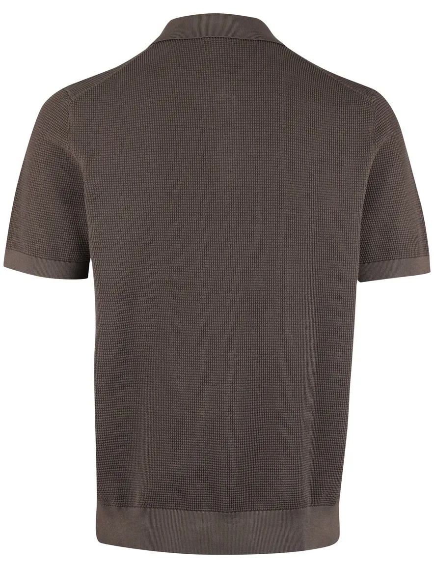 Profuomo poloshirt bruin textuur en boord