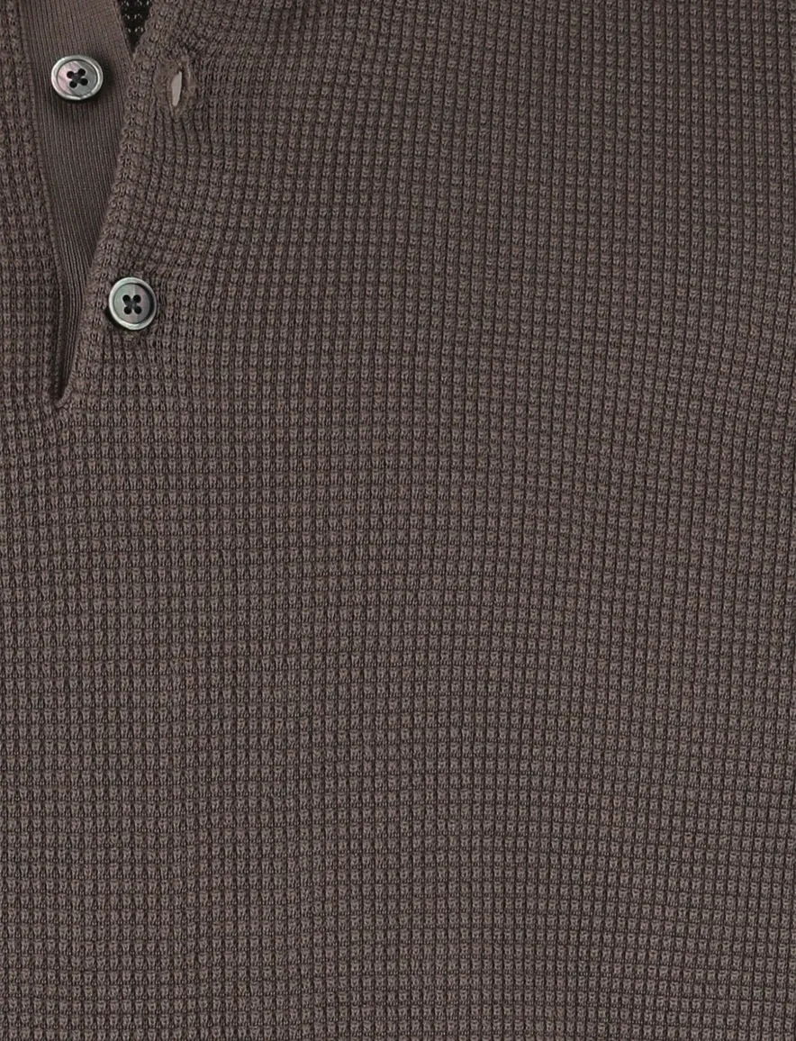 Profuomo poloshirt bruin textuur en boord