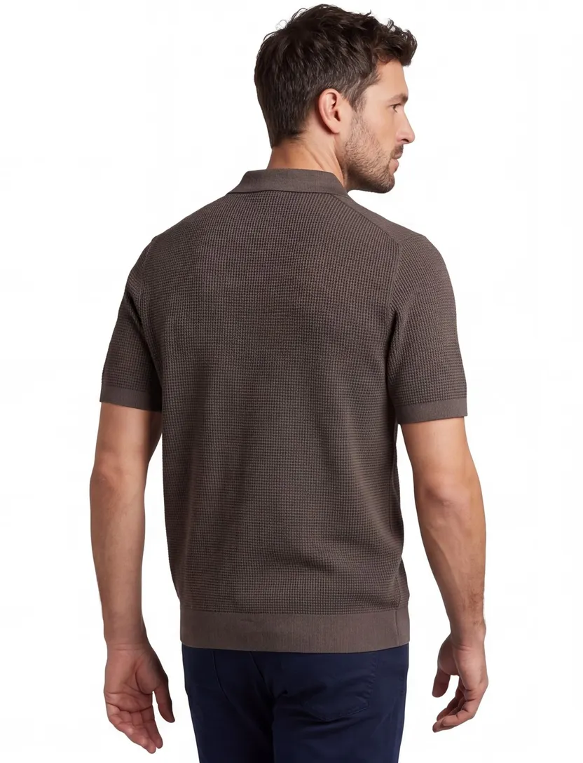 Poloshirt groen Profuomo korte mouw 3 knoopjes normale fit