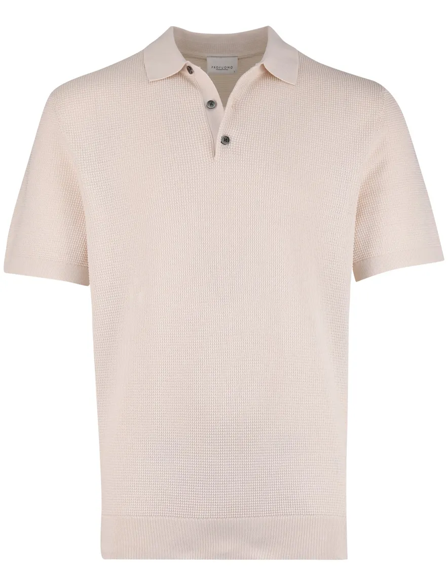 Profuomo poloshirt creme textuur met boord