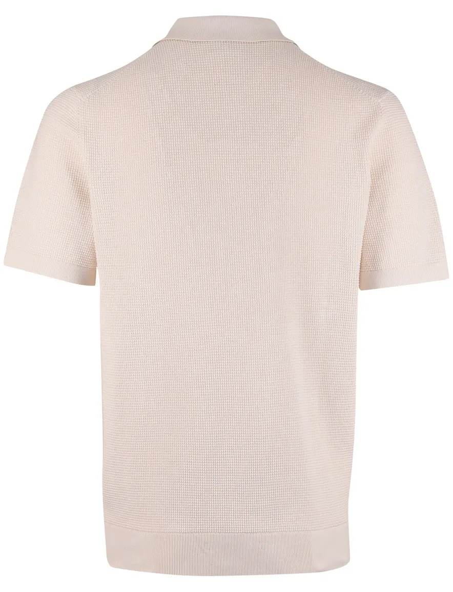 Profuomo poloshirt creme textuur met boord