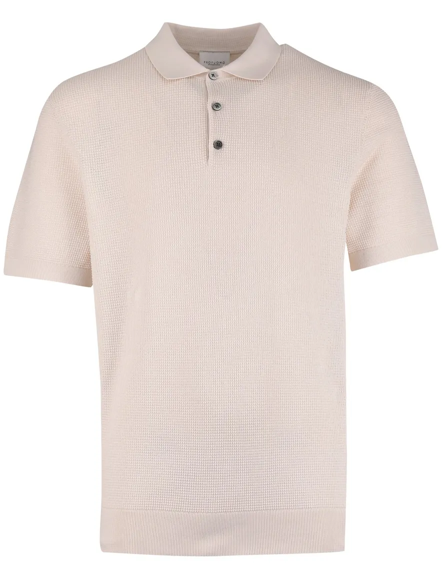 Profuomo poloshirt creme textuur met boord