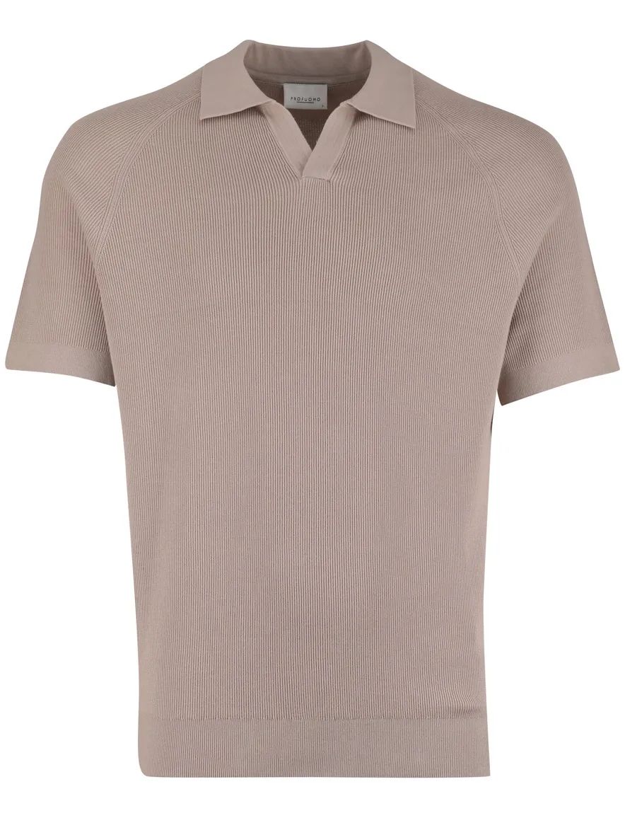 Beige poloshirt Profuomo normale fit v hals