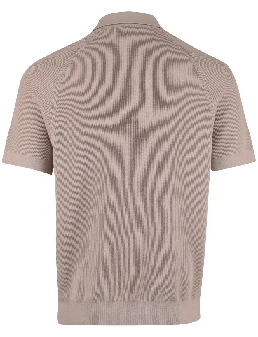 Beige poloshirt Profuomo normale fit v hals