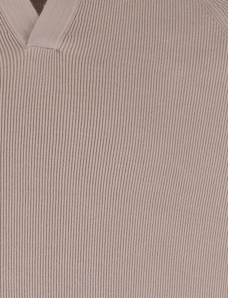 Beige poloshirt Profuomo normale fit v hals