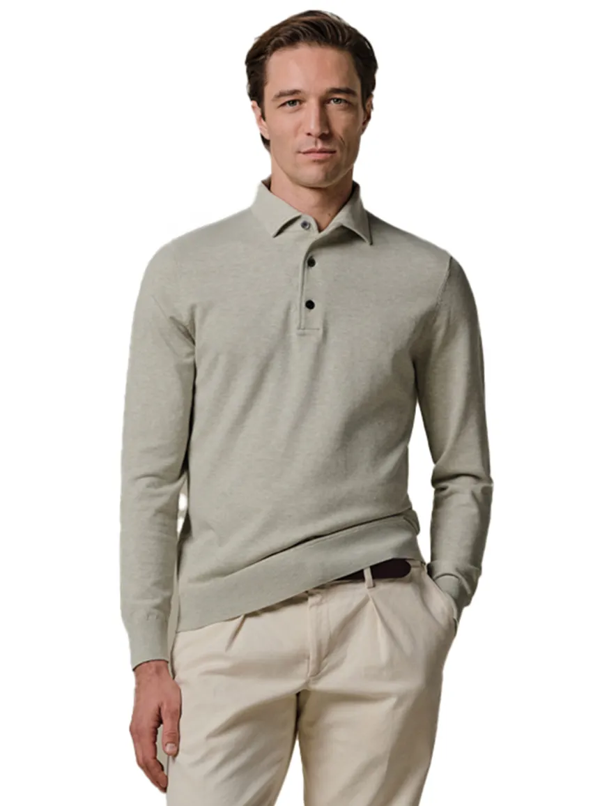 Profuomo groen poloshirt normale fit gemeleerd