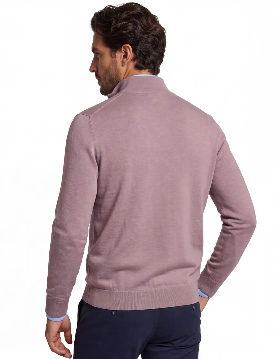 Roze trui profuomo normale fit half zip