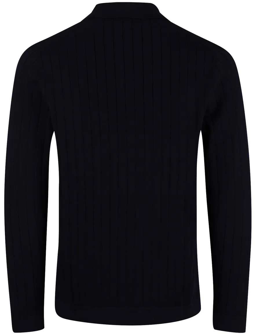 Profuomo navy poloshirt normale fit structuur