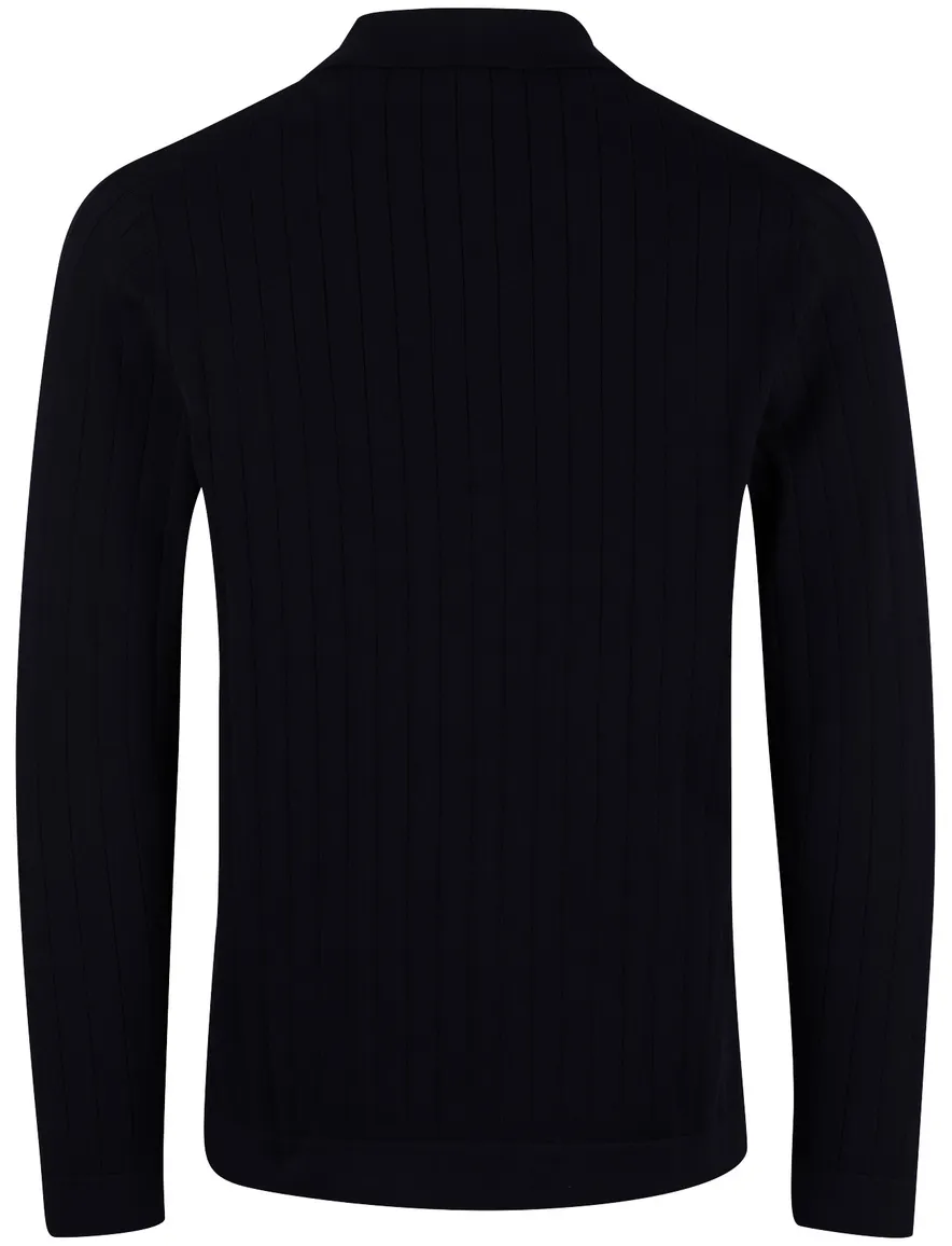 Profuomo navy poloshirt normale fit structuur