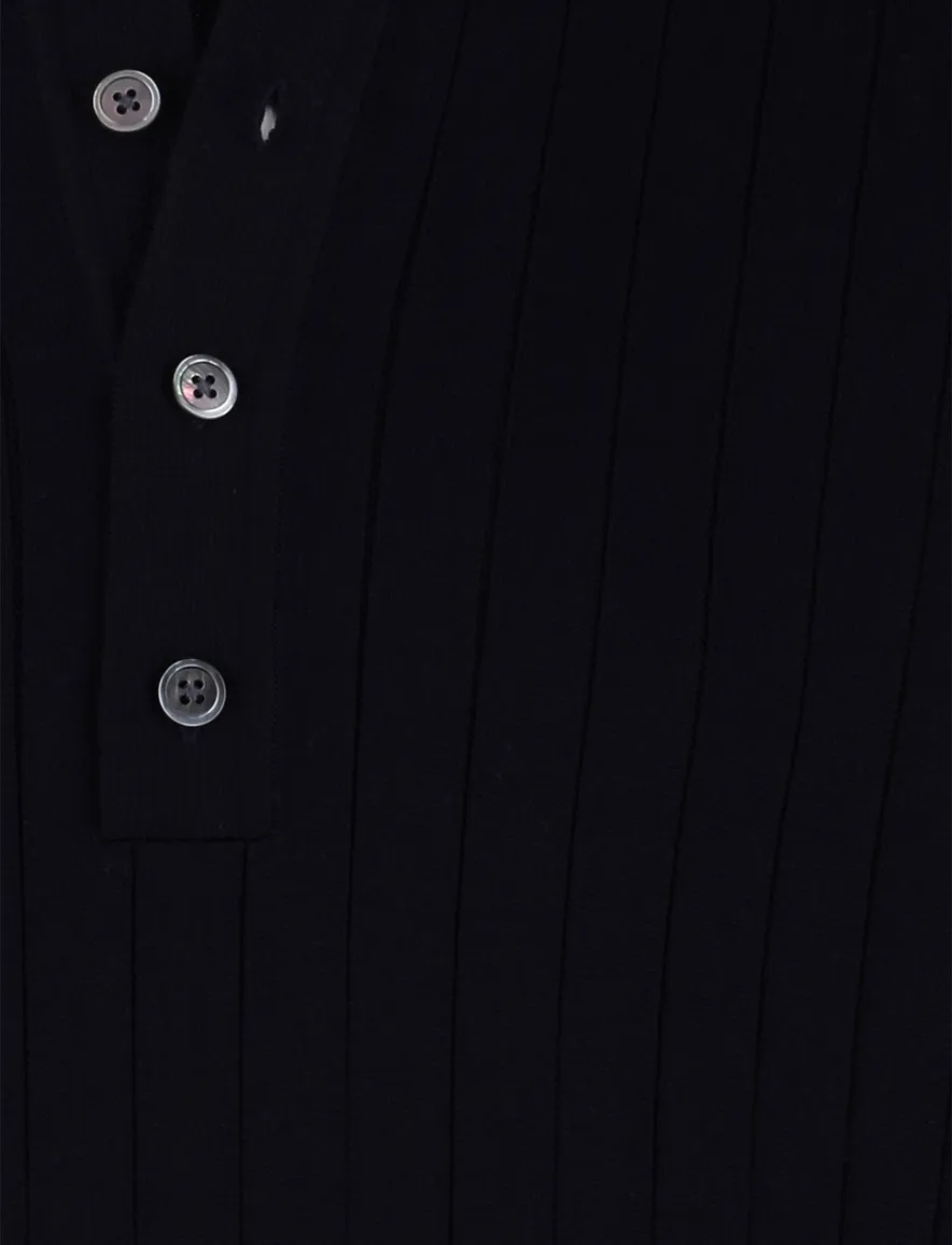 Profuomo navy poloshirt normale fit structuur