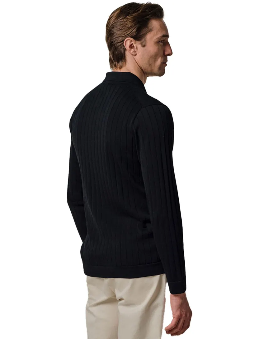 Poloshirt Profuomo navy structuur 3 knopen