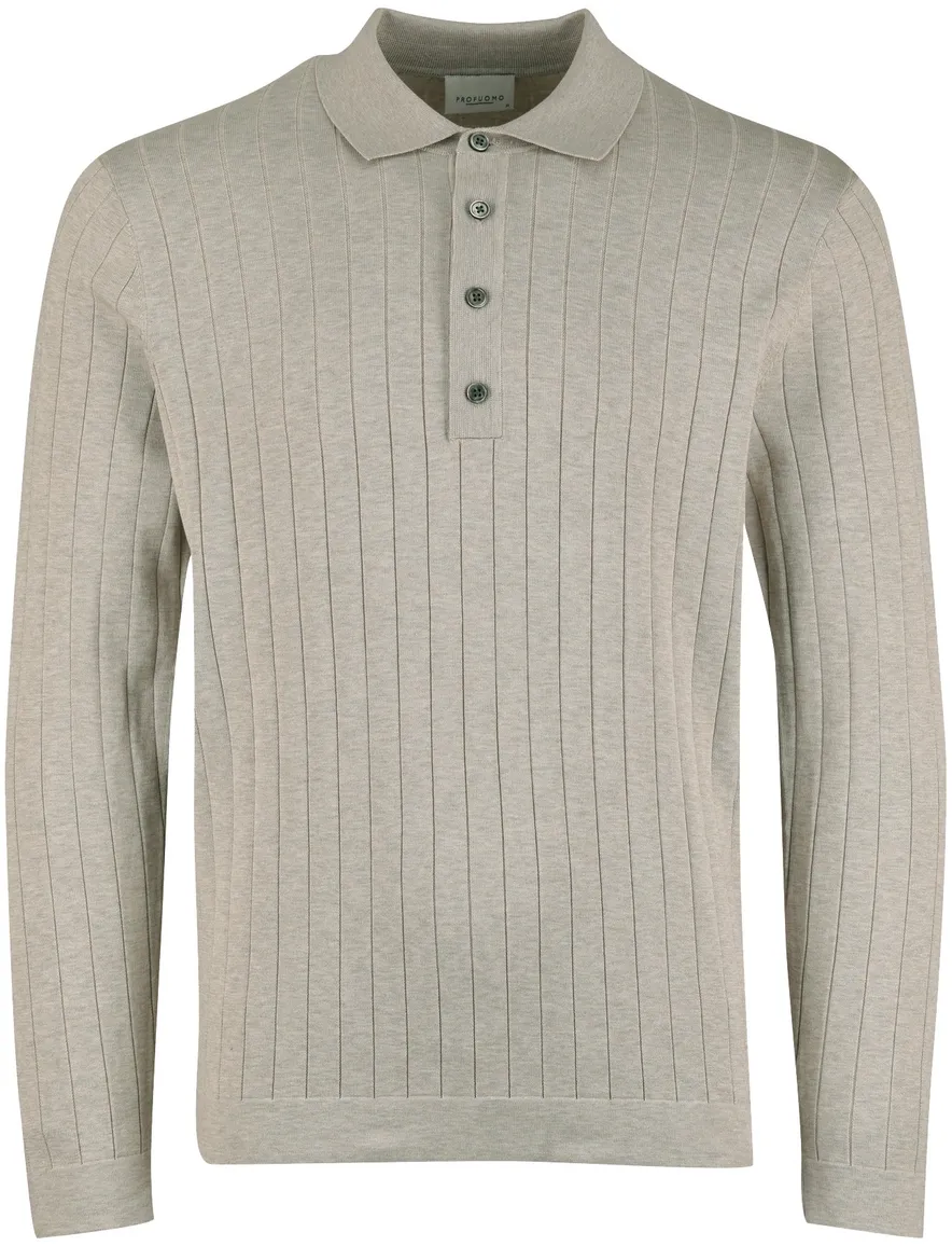 Profuomo beige poloshirt normale fit structuur
