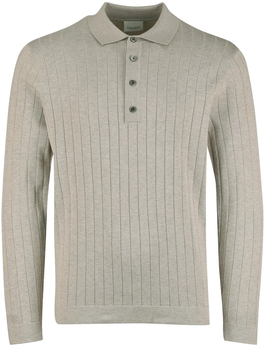 Profuomo beige poloshirt normale fit structuur