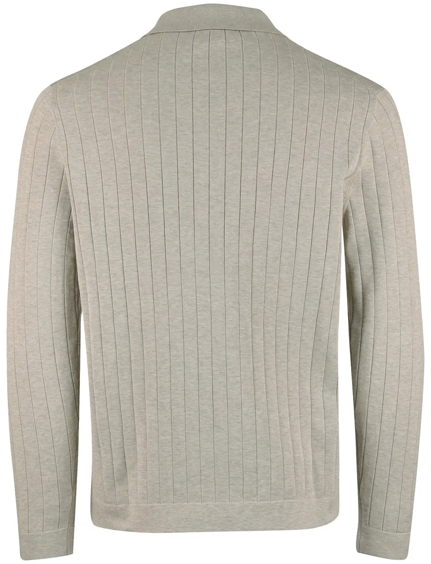 Profuomo beige poloshirt normale fit structuur