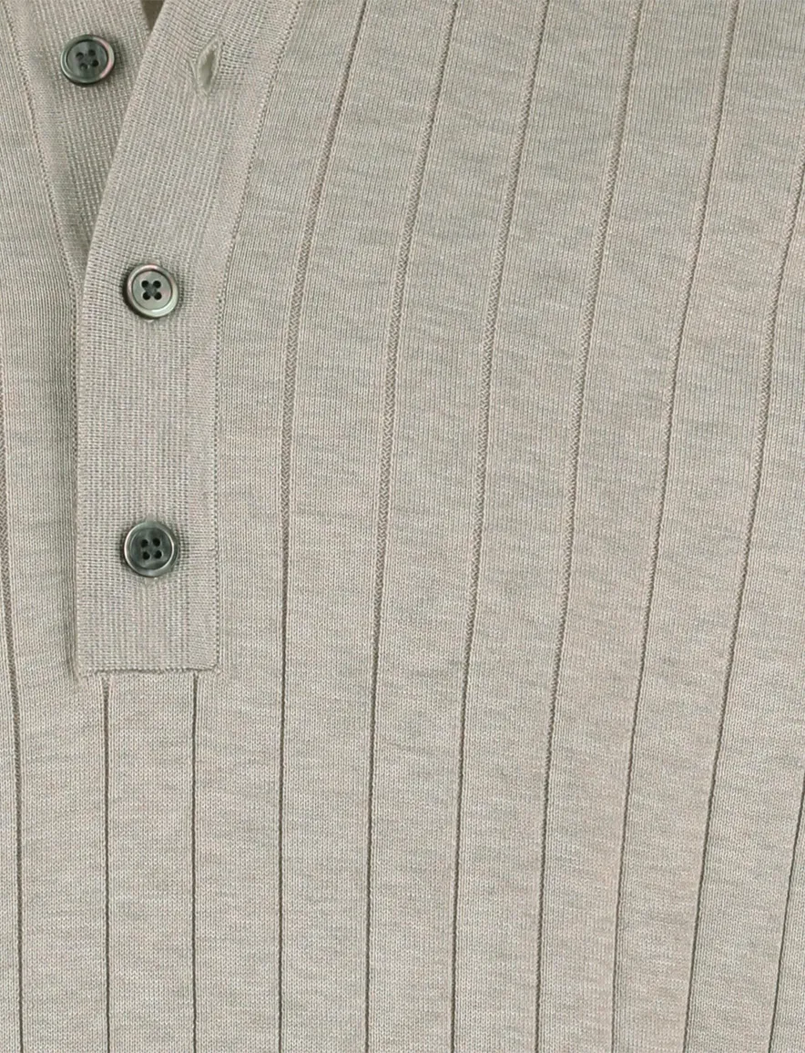 Profuomo beige poloshirt normale fit structuur