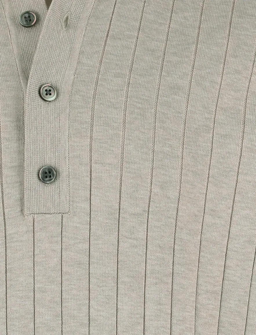 Profuomo beige poloshirt normale fit structuur