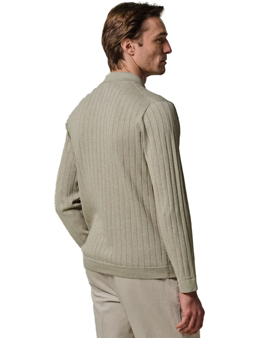 Profuomo beige poloshirt normale fit structuur