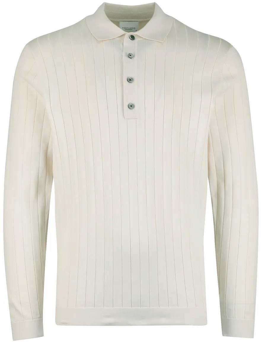 Profuomo poloshirt beige normale fit 3 knopen