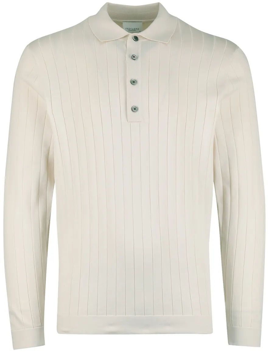 Profuomo poloshirt beige normale fit 3 knopen