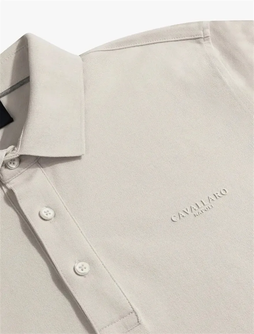 Cavallaro Mielos polo beige korte mouw 3-knoops