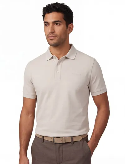 Cavallaro polo korte mouw beige effen Cavallaro Mielos