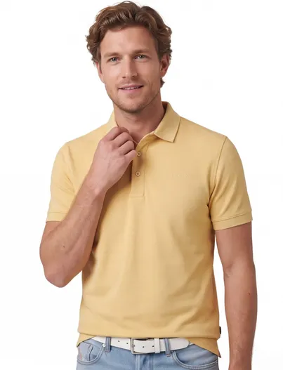 Cavallaro Cavallaro Mielos Polo geel korte mouw 3-knoops