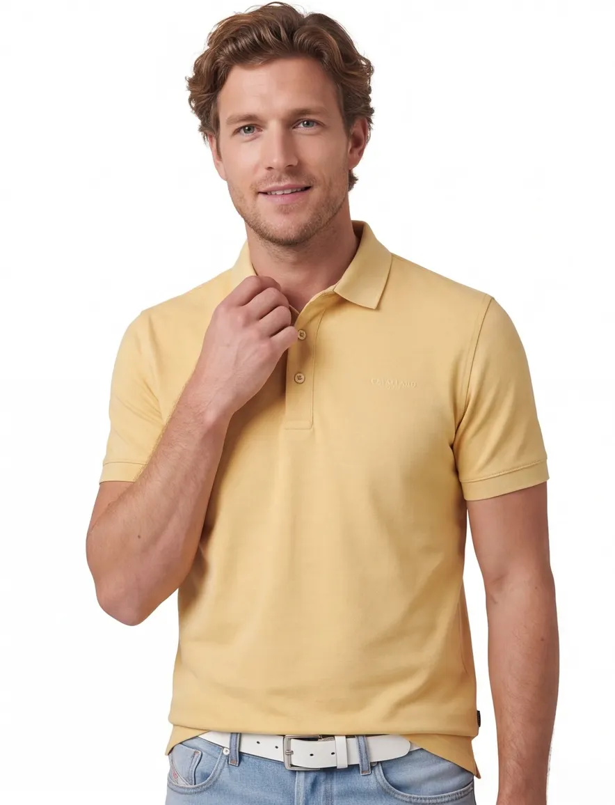 Cavallaro Mielos Polo geel korte mouw 3-knoops