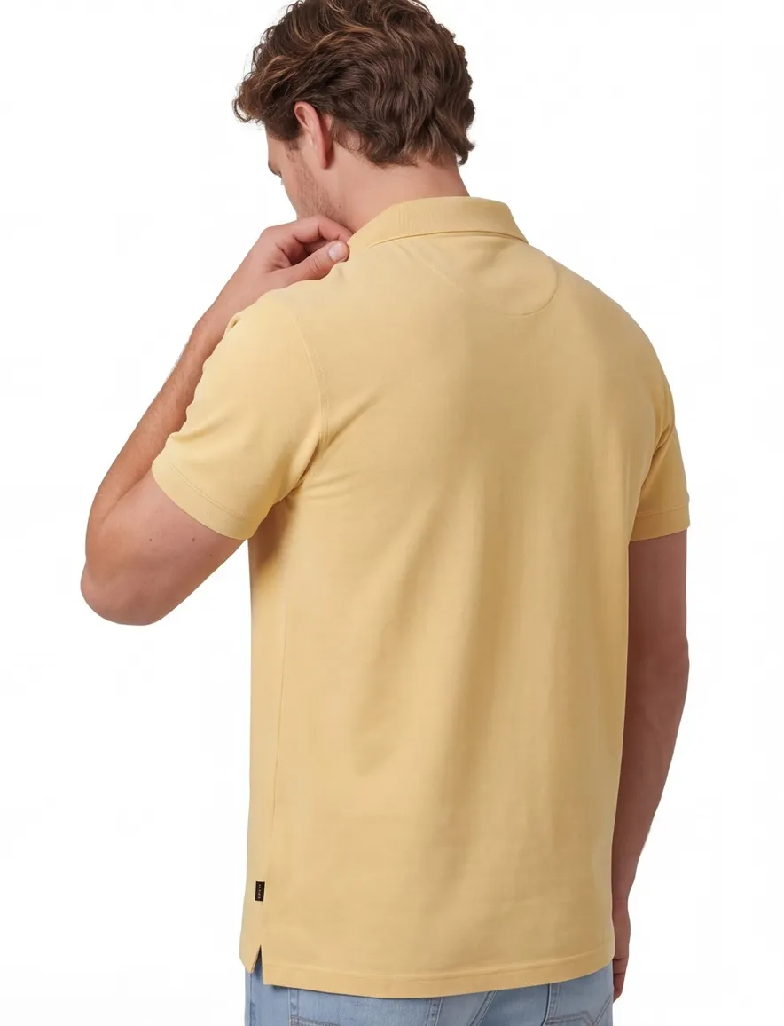 Cavallaro Mielos Polo geel korte mouw 3-knoops