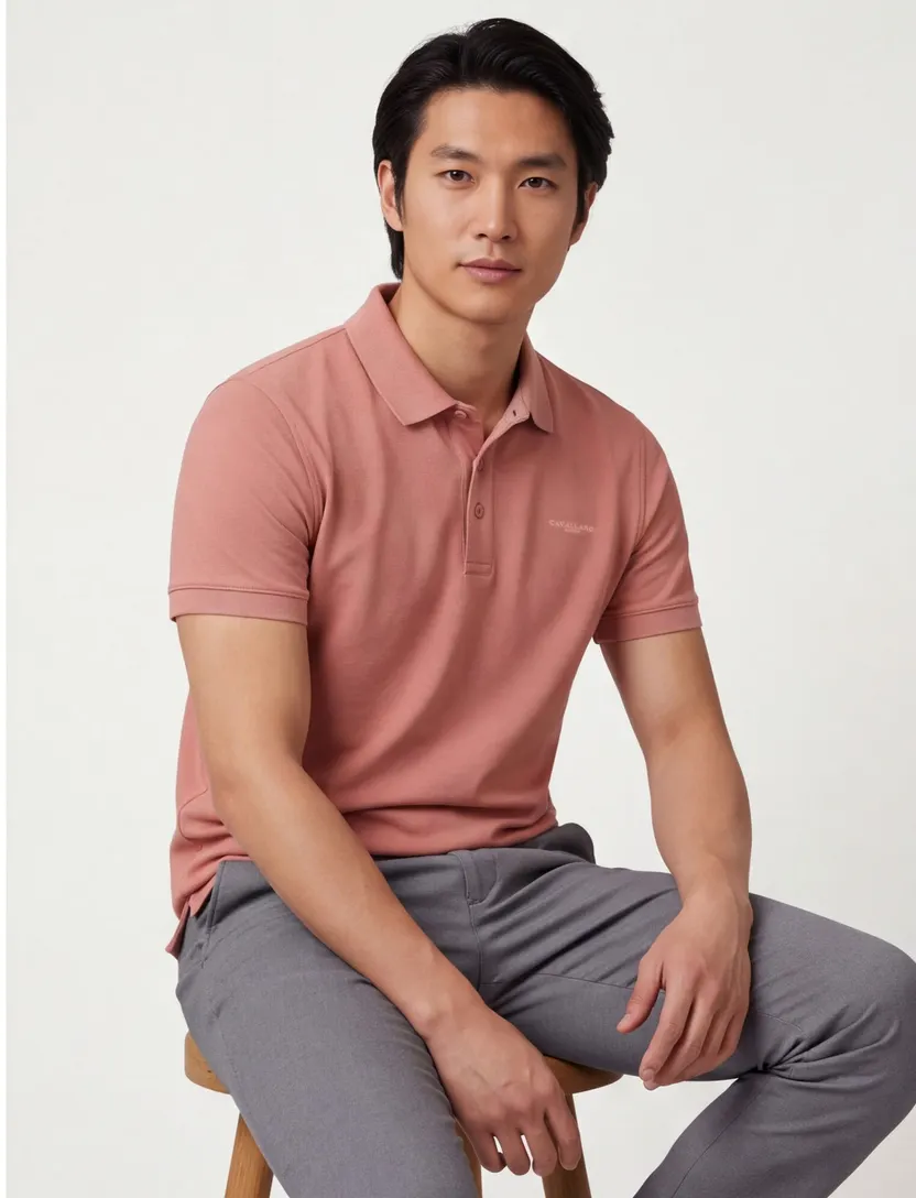 koraal roze polo korte mouw Cavallaro Mielos regular fit