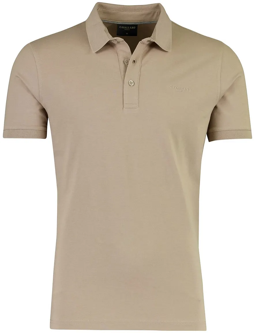 Cavallaro Mielos Polo licht taupe korte mouw