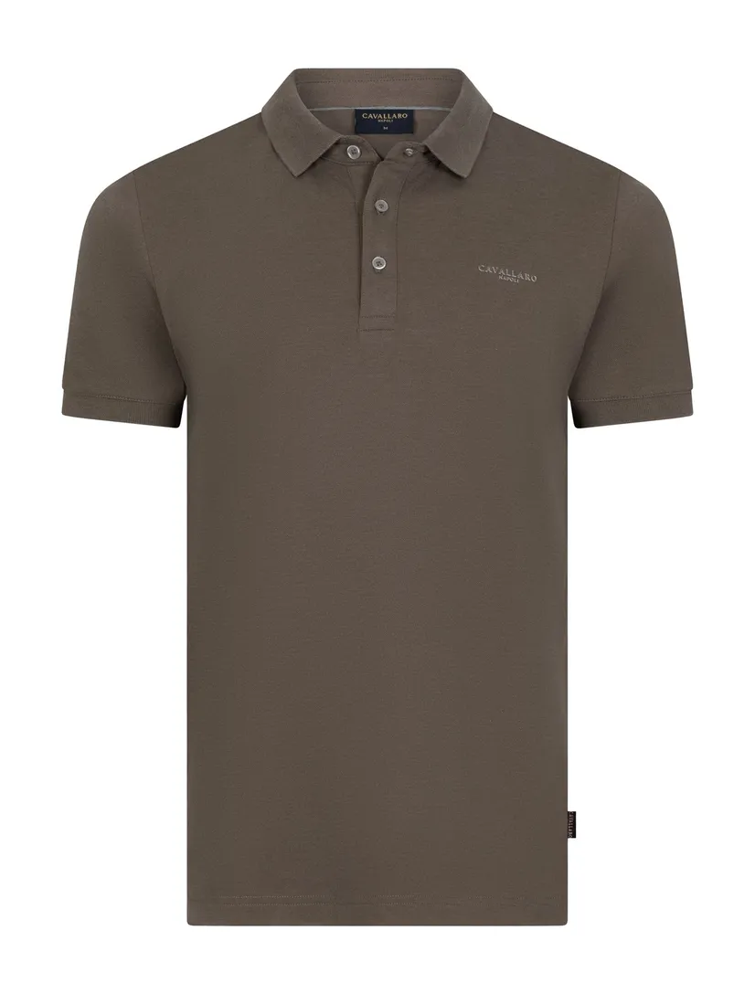 bruine polo korte mouw Cavallaro Mielos regular fit