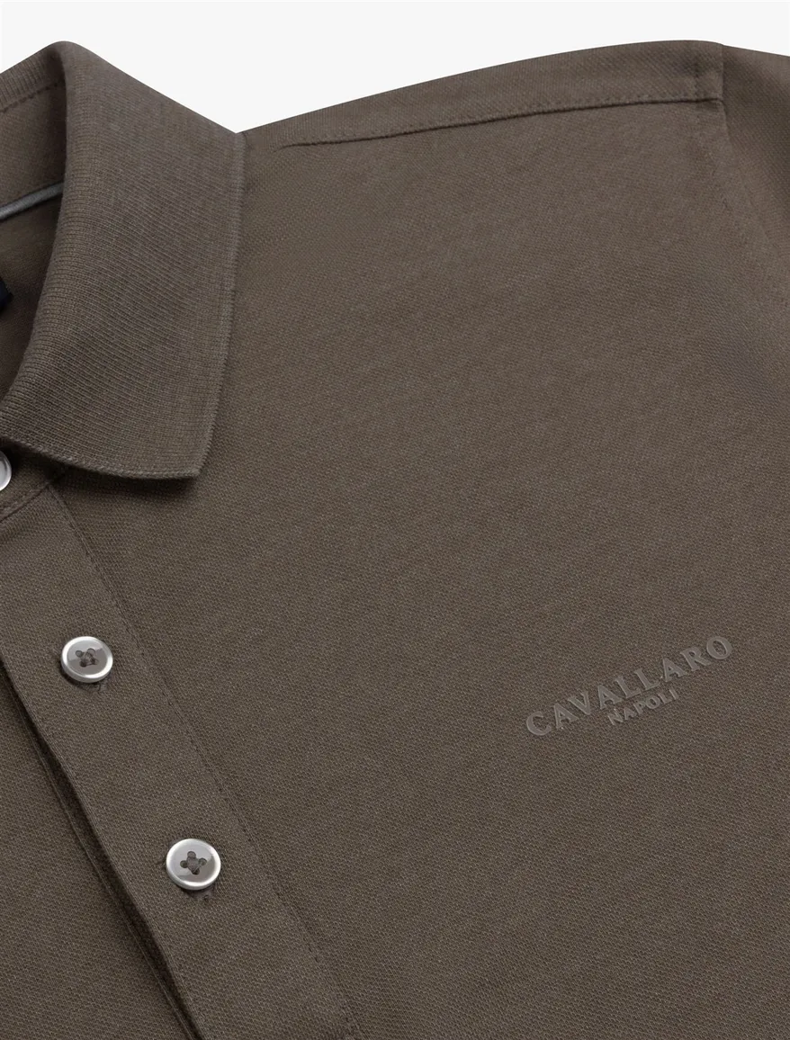 Cavallaro Mielos Polo bruin korte mouw 3-knoops
