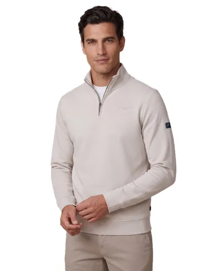 Cavallaro Cavallaro Diagono half zip trui wit effen