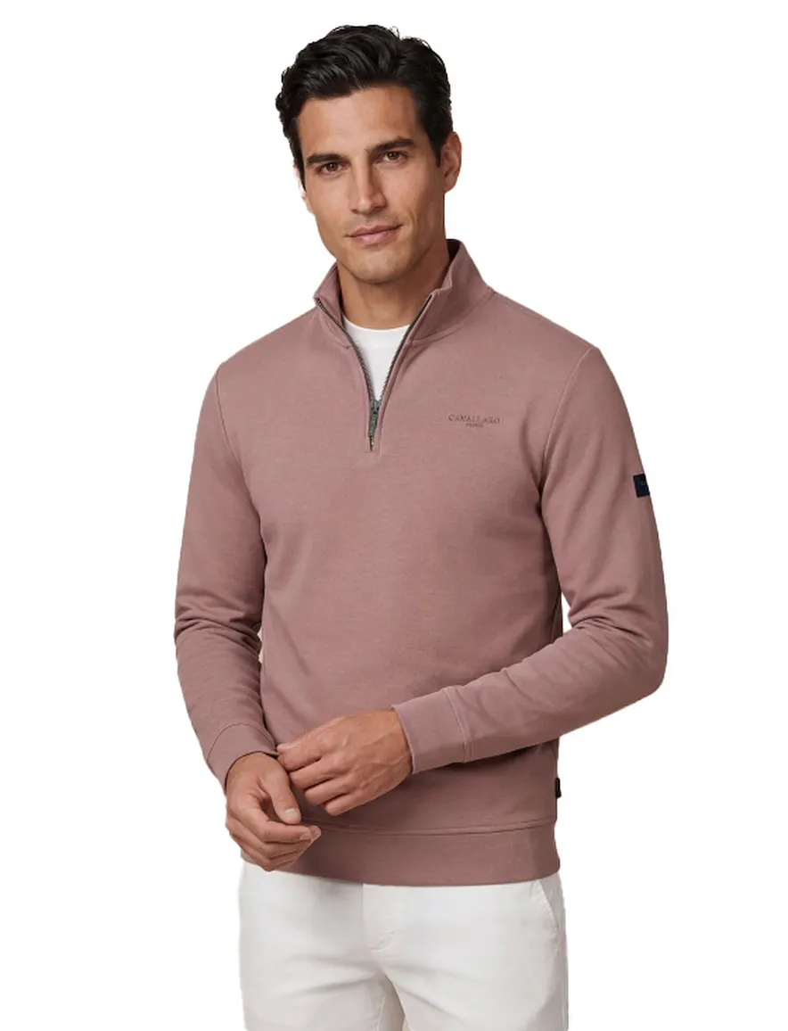 Cavallaro Diagono half zip roze trui