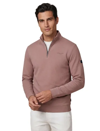 Cavallaro Cavallaro Diagono half zip trui roze effen