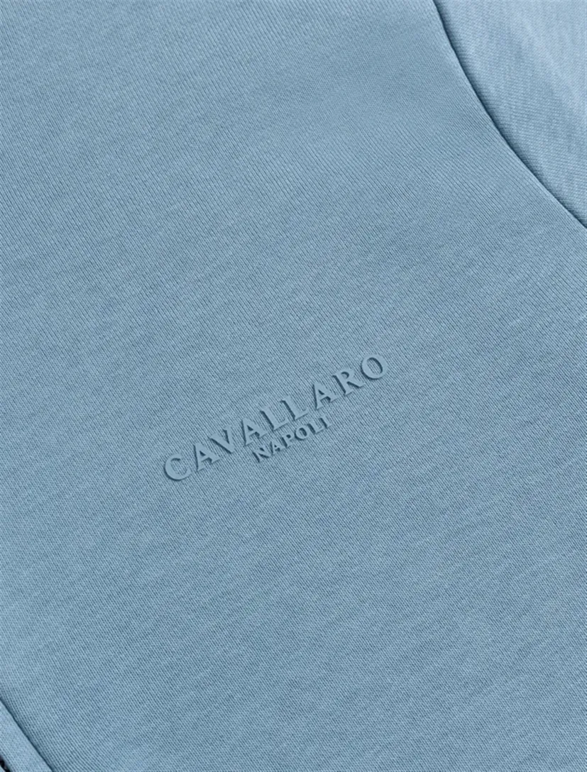 half-zip trui lichtblauw Cavallaro Diagono katoen