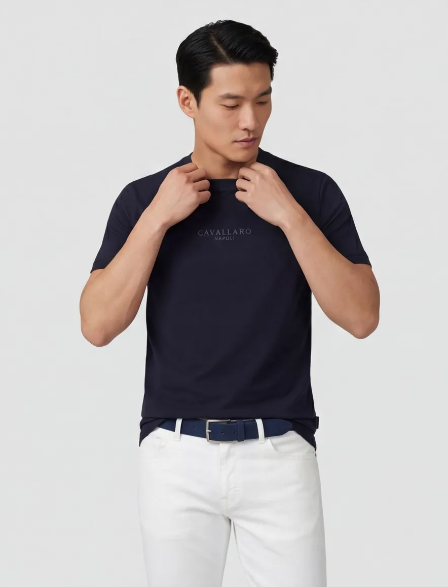 Cavallaro Darione t-shirt donkerblauw katoen ronde hals