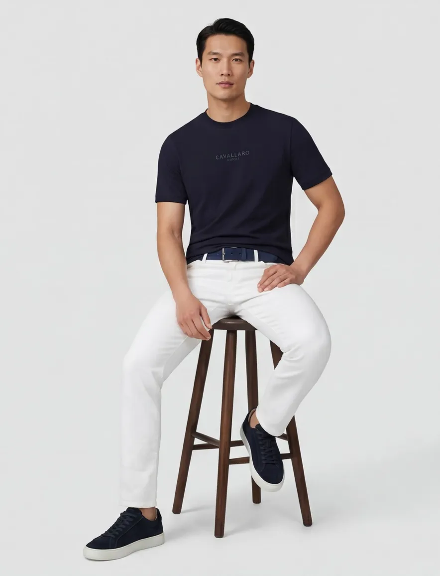 Cavallaro Darione t-shirt donkerblauw katoen ronde hals