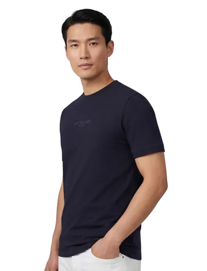 Cavallaro ronde hals t-shirt donkerblauw Cavallaro Darione effen