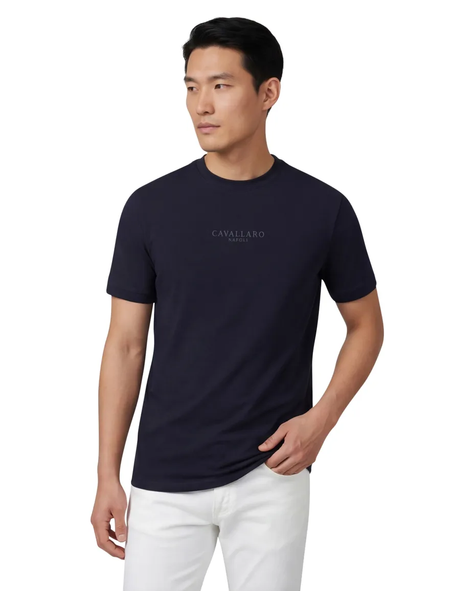 Cavallaro Darione t-shirt donkerblauw katoen ronde hals