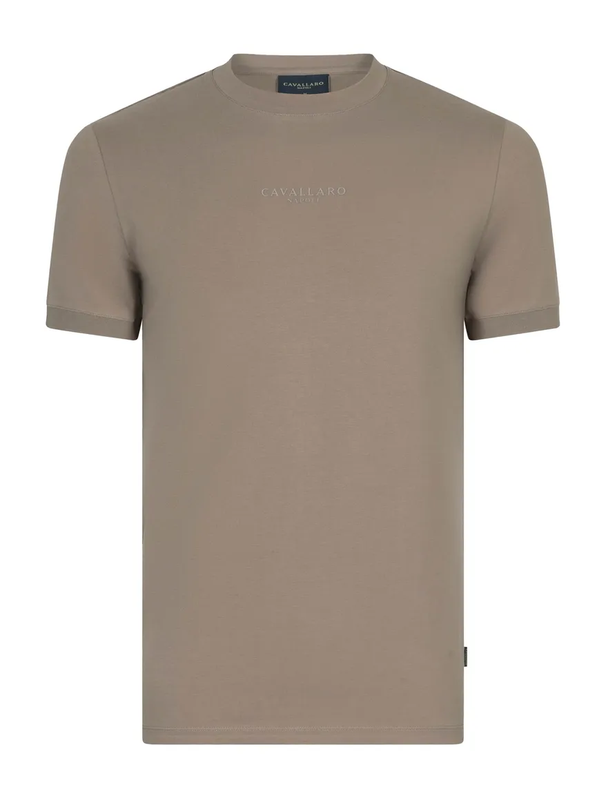 Cavallaro Darione t-shirt lichtbruin katoen ronde hals