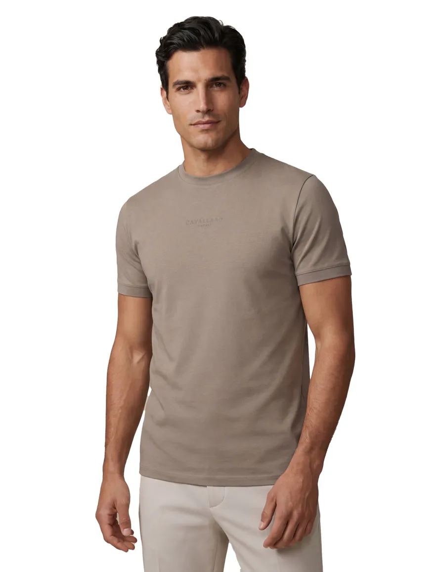 Cavallaro Darione t-shirt lichtbruin katoen ronde hals