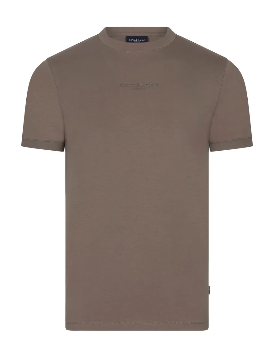 Cavallaro Darione t-shirt bruin katoen ronde hals