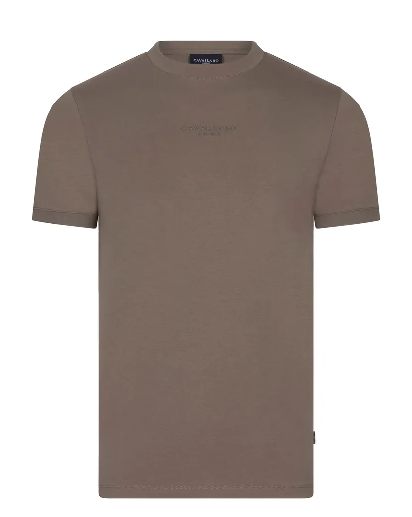 ronde hals t-shirt bruin Cavallaro Darione effen