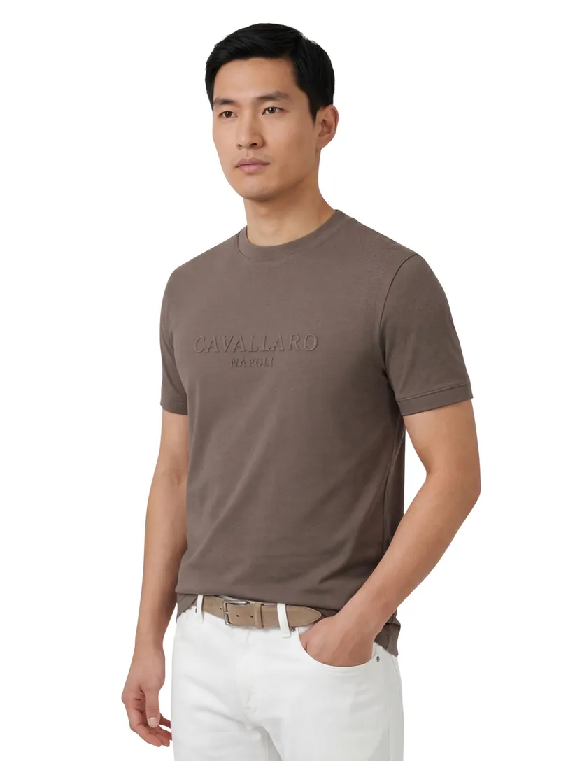 ronde hals t-shirt bruin Cavallaro Darione effen