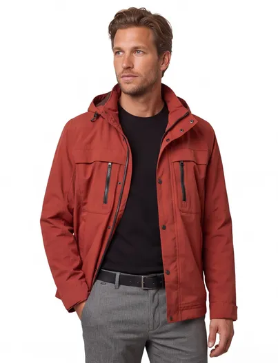 Camel Active Camel active parka jas rood dubbele borstzak