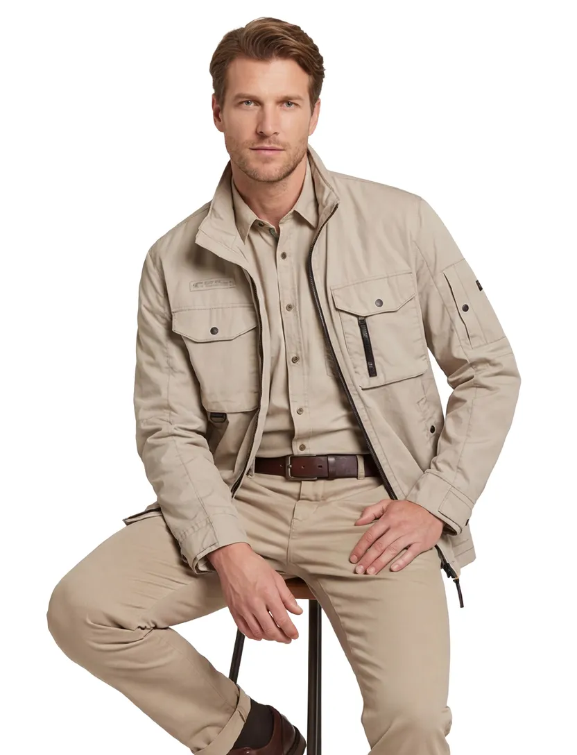 beige parka jas Camel active met rits