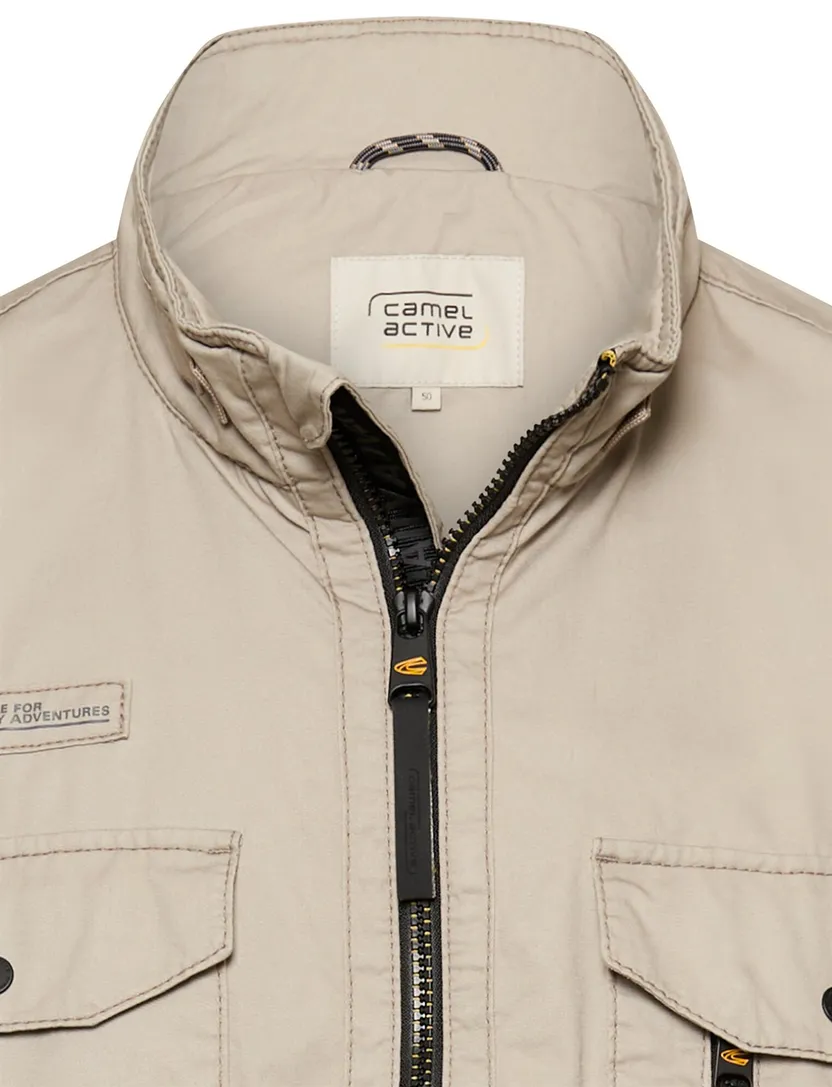 beige parka jas Camel active met rits