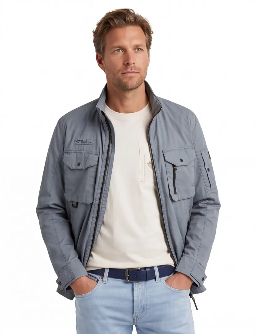 Blauwe parka jas met borstzakken Camel active