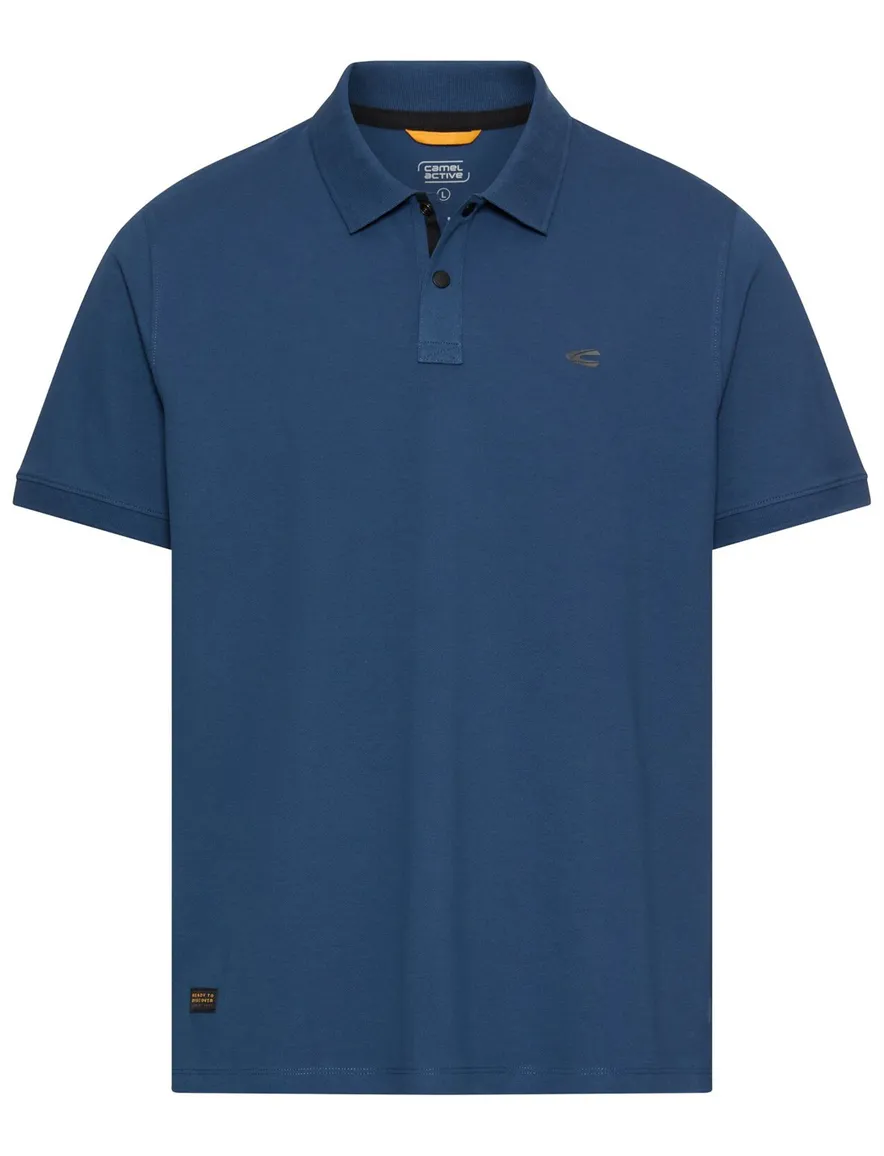 Camel Active polo effen blauw wijde fit